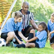 Young girl soccer player got hurt during the game