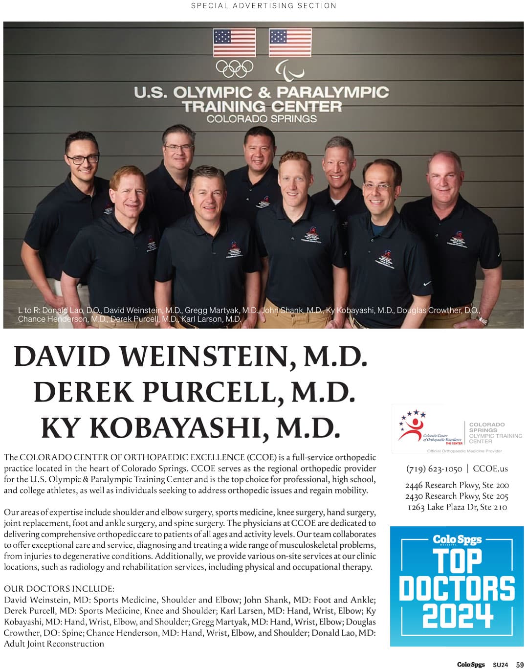 Weinstein,-Purcell,-Kobayashi-V2 - Colorado Center of Orthopaedic Excellence 2024 Olympic Medical Team